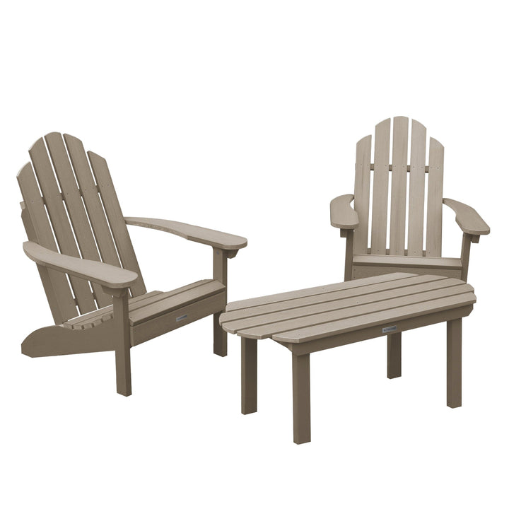 2 Westport Adirondack Chairs with 1 Westport Conversation Table Kitted Sets Highwood USA Woodland Brown 
