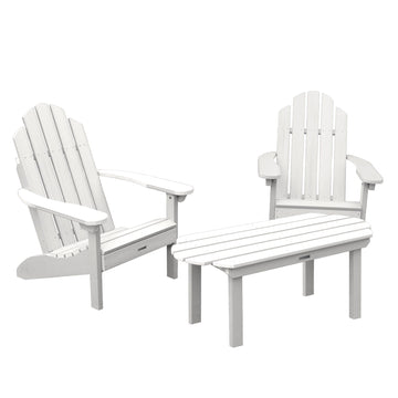 2 Westport Adirondack Chairs with 1 Westport Conversation Table Kitted Sets Highwood USA White 