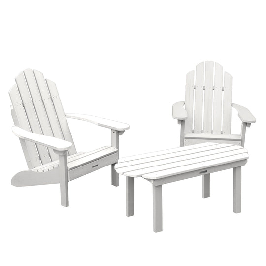 2 Westport Adirondack Chairs with 1 Westport Conversation Table Kitted Sets Highwood USA White 