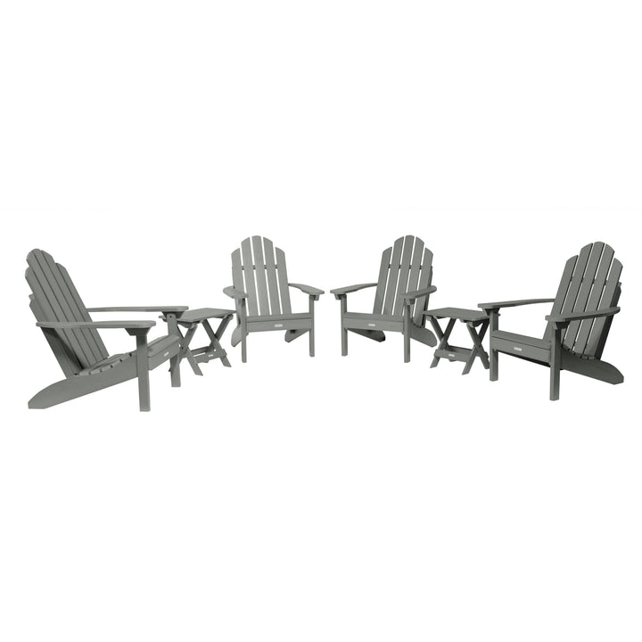 4 Classic Westport Adirondack Chairs with 2 Folding Side Tables Kitted Sets Highwood USA Coastal Teak 