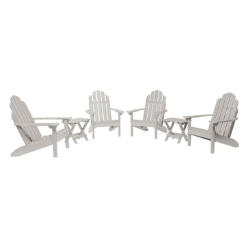 4 Classic Westport Adirondack Chairs with 2 Folding Side Tables Kitted Sets Highwood USA Harbor Gray 