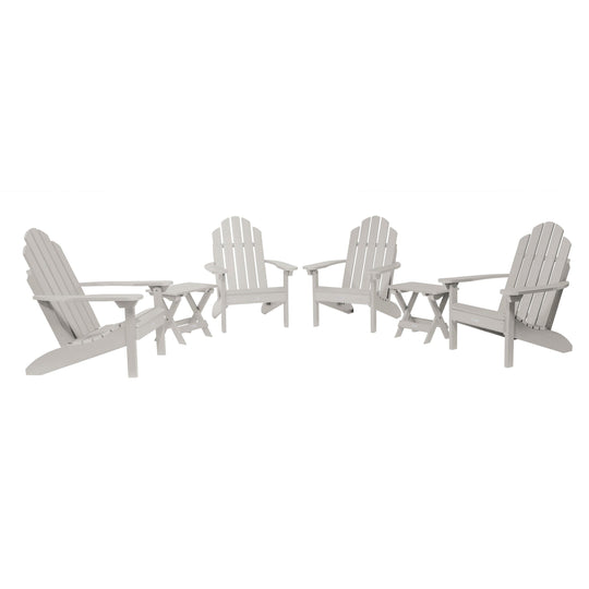 4 Classic Westport Adirondack Chairs with 2 Folding Side Tables Kitted Sets Highwood USA Harbor Gray 