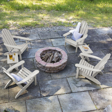 4 Classic Westport Adirondack Chairs with 2 Folding Side Tables Kitted Sets Highwood USA 