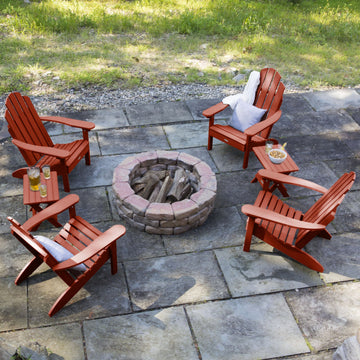 4 Classic Westport Adirondack Chairs with 2 Folding Side Tables Kitted Sets Highwood USA 
