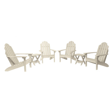 4 Classic Westport Adirondack Chairs with 2 Folding Side Tables Kitted Sets Highwood USA Whitewash 