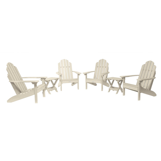 4 Classic Westport Adirondack Chairs with 2 Folding Side Tables Kitted Sets Highwood USA Whitewash 