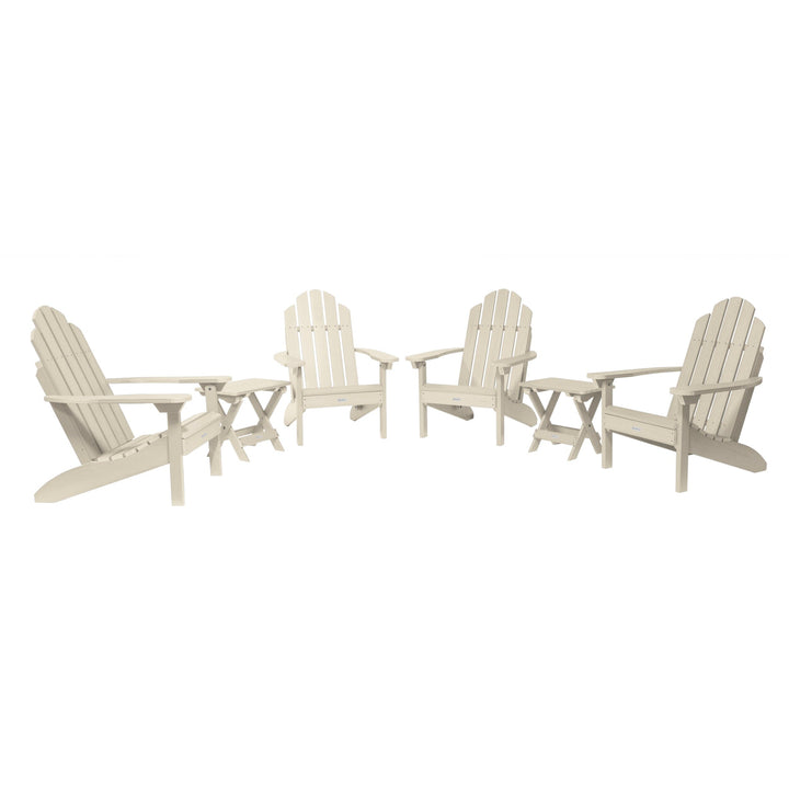 4 Classic Westport Adirondack Chairs with 2 Folding Side Tables Kitted Sets Highwood USA Whitewash 