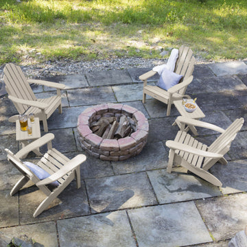 4 Classic Westport Adirondack Chairs with 2 Folding Side Tables Kitted Sets Highwood USA 