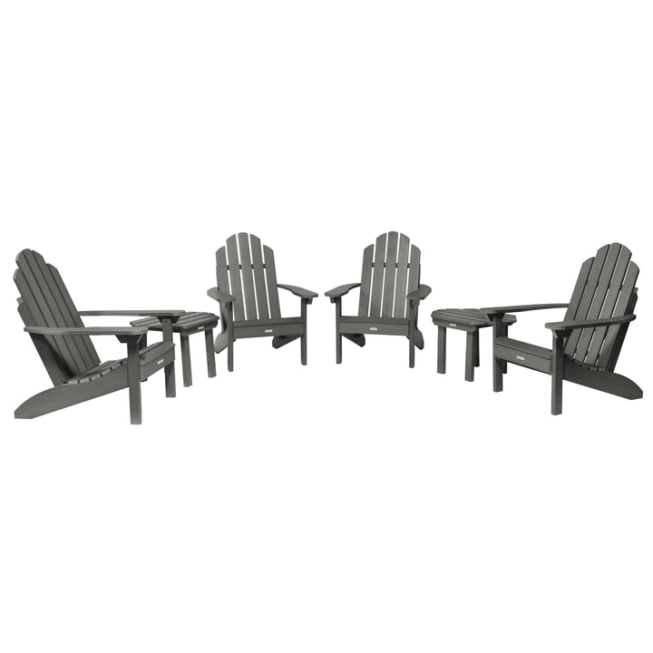 4 Classic Westport Adirondack Chairs with 2 Side Tables Kitted Sets Highwood USA Coastal Teak 