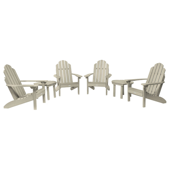 4 Classic Westport Adirondack Chairs with 2 Side Tables Kitted Sets Highwood USA Whitewash 