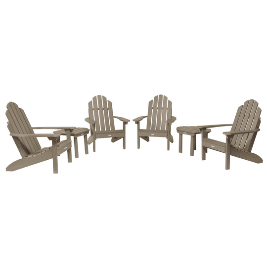 4 Classic Westport Adirondack Chairs with 2 Side Tables Kitted Sets Highwood USA Woodland Brown 