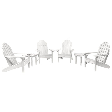 4 Classic Westport Adirondack Chairs with 2 Side Tables Kitted Sets Highwood USA White 