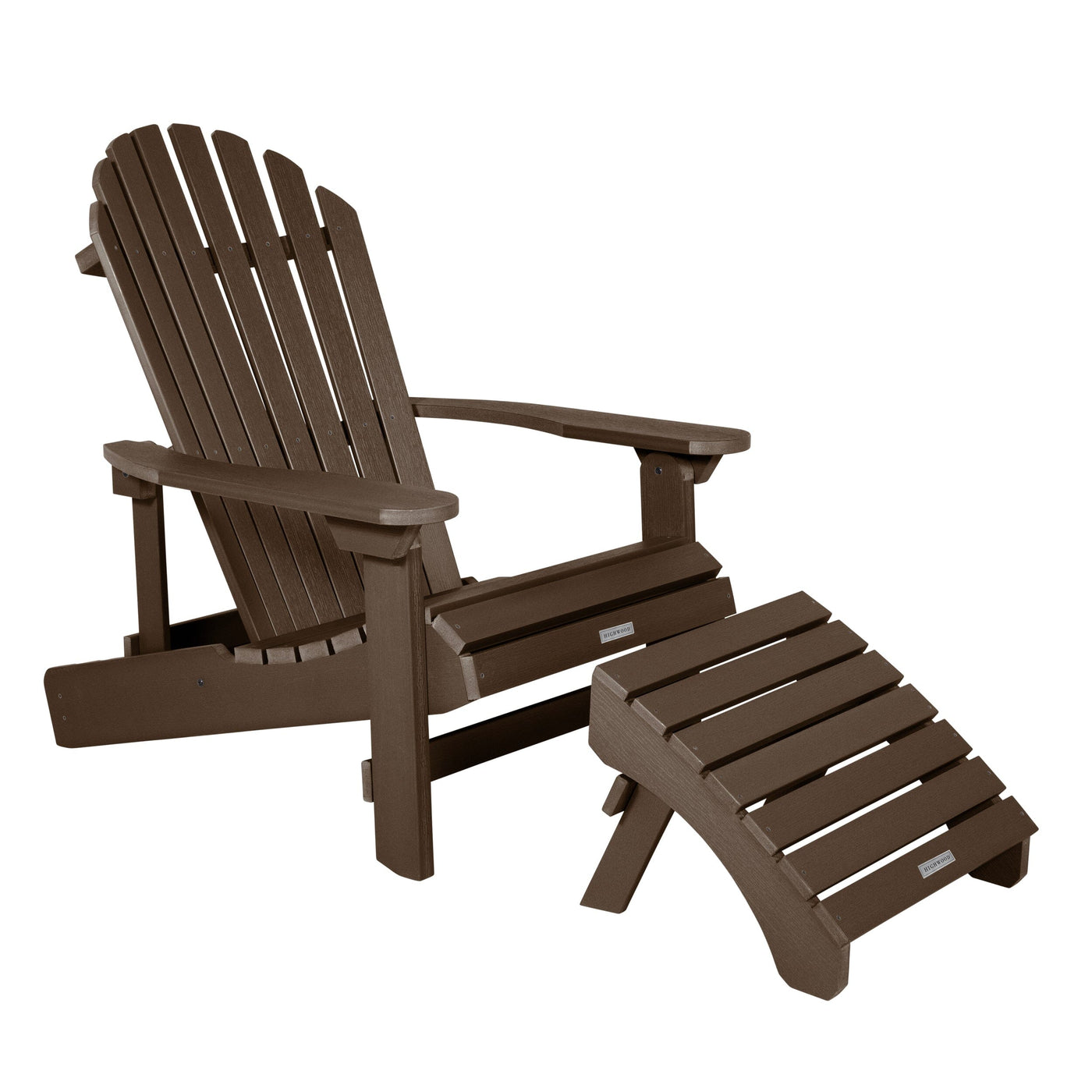 King Hamilton Folding & Reclining Adirondack Chair and Ottoman Adirondack Chairs Highwood USA Weathered Acorn 