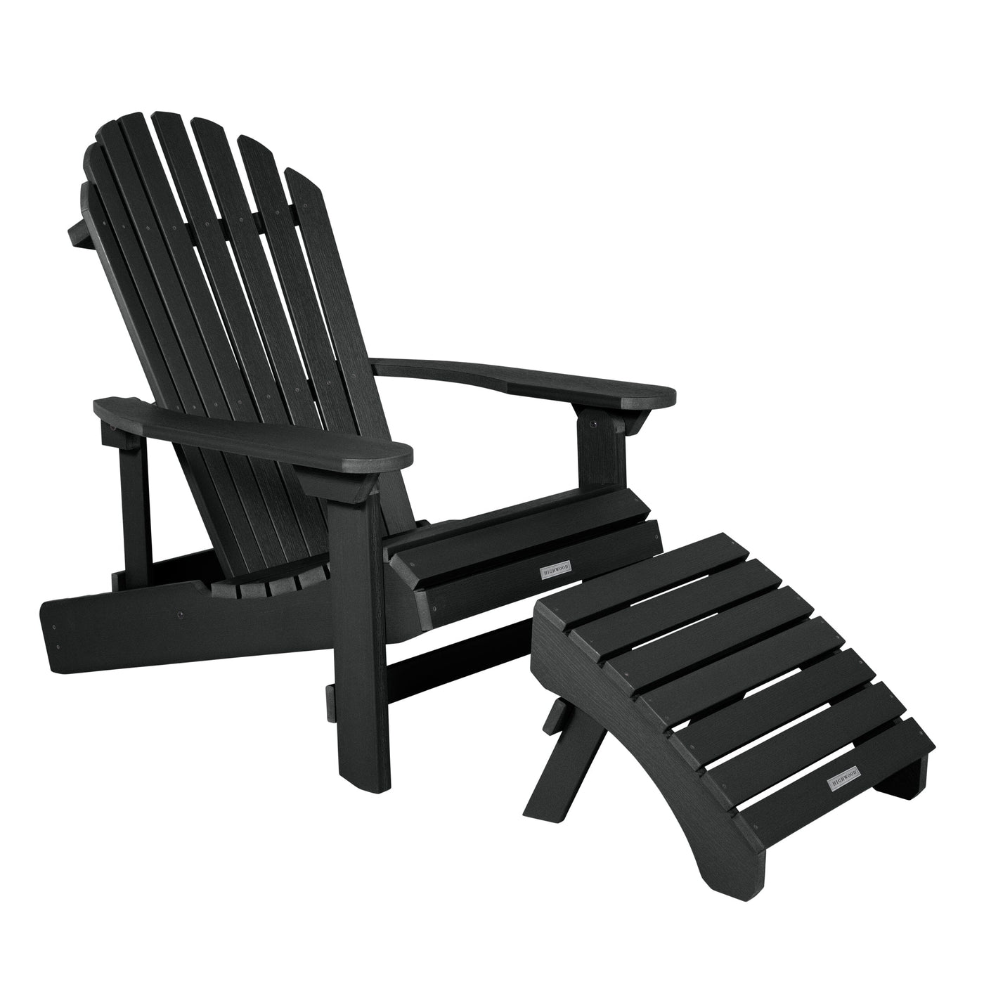 King Hamilton Folding & Reclining Adirondack Chair and Ottoman Adirondack Chairs Highwood USA Black 