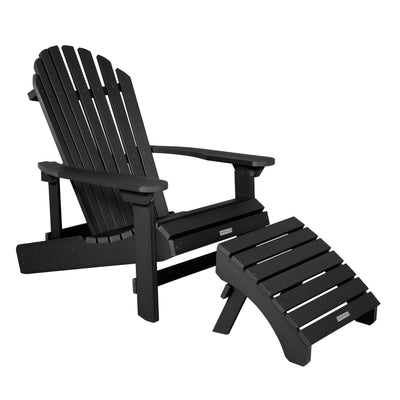 King Hamilton Folding & Reclining Adirondack Chair and Ottoman Adirondack Chairs Highwood USA Black 