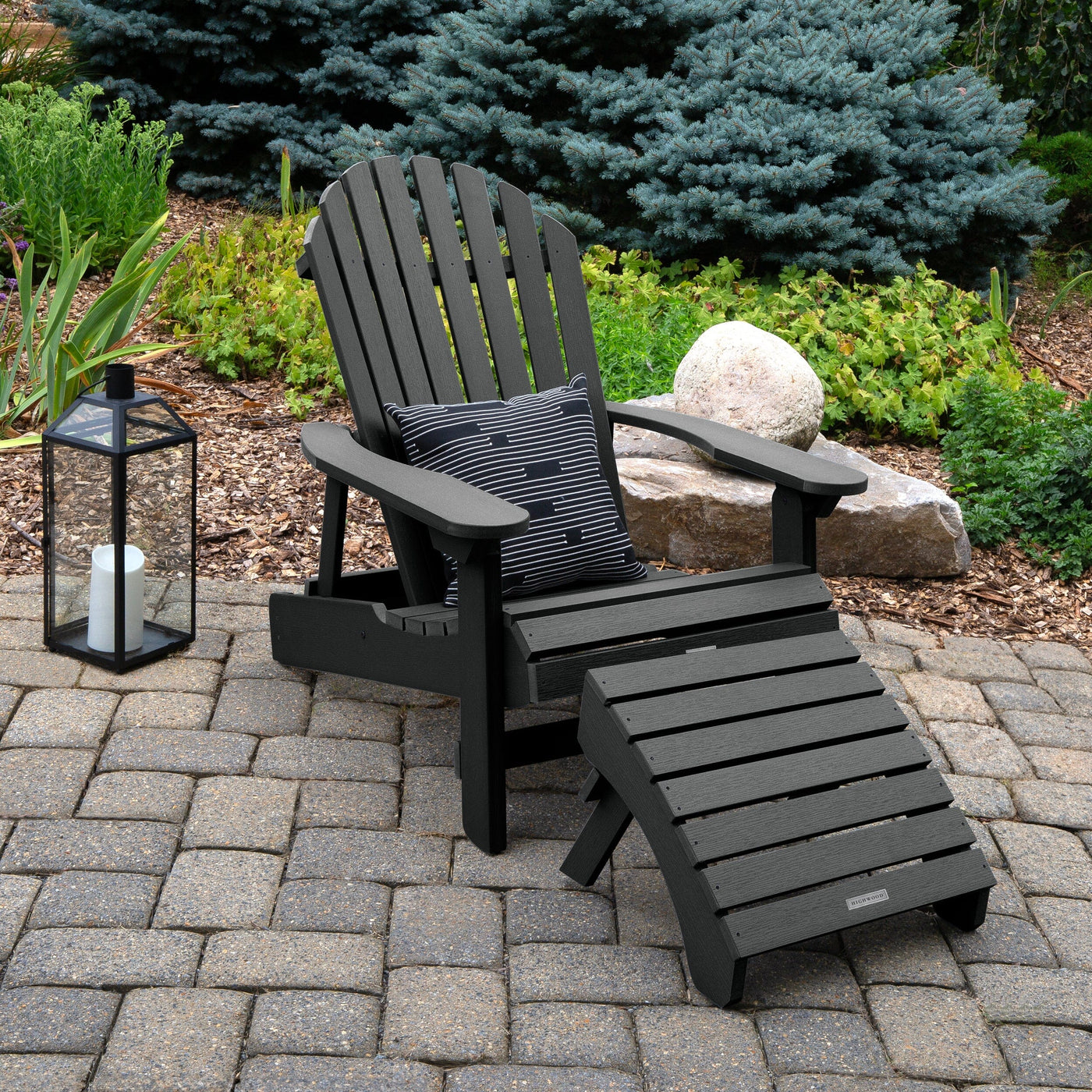 King Hamilton Folding & Reclining Adirondack Chair and Ottoman Adirondack Chairs Highwood USA 