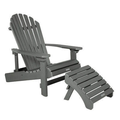 King Hamilton Folding & Reclining Adirondack Chair and Ottoman Adirondack Chairs Highwood USA Coastal Teak 