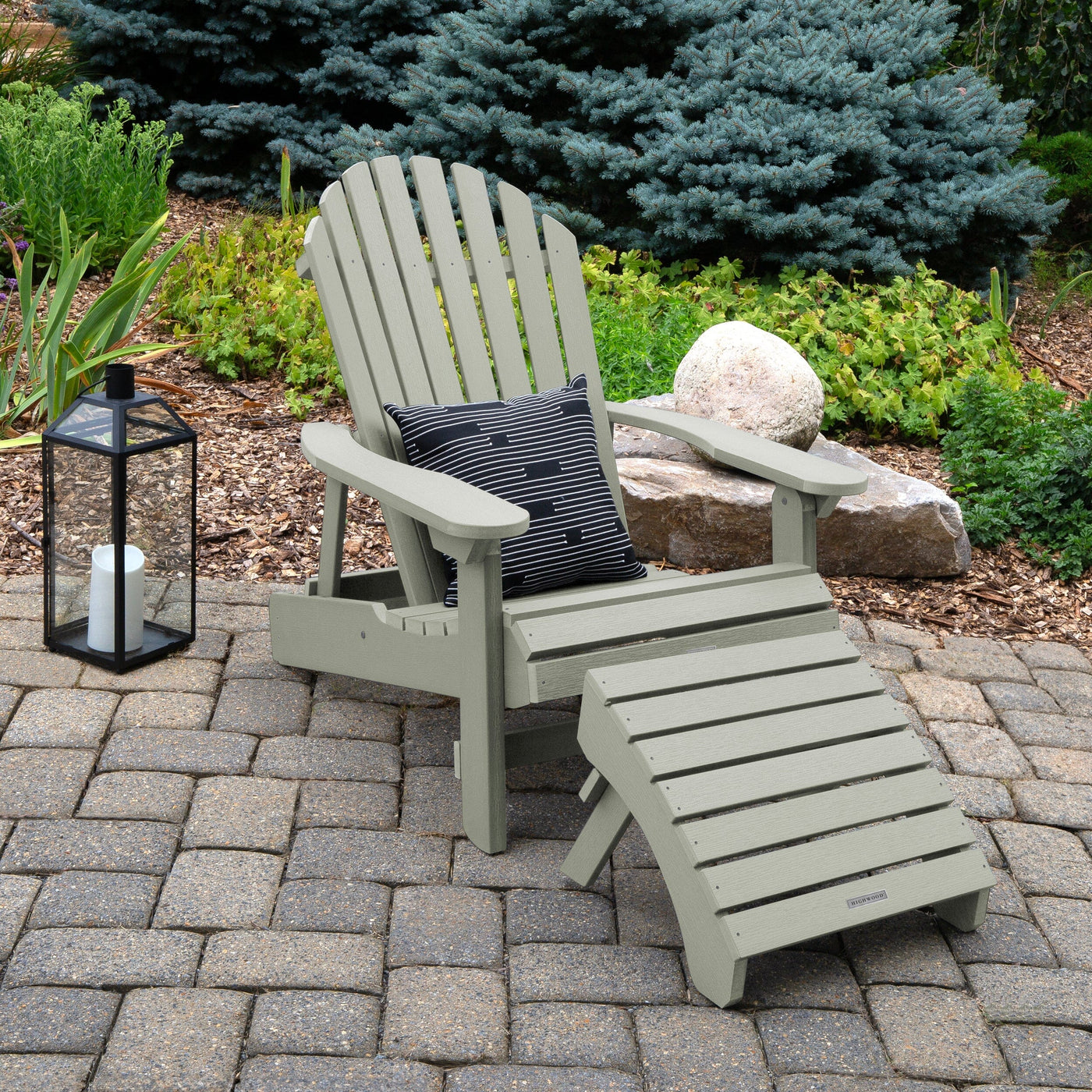 King Hamilton Folding & Reclining Adirondack Chair and Ottoman Adirondack Chairs Highwood USA 
