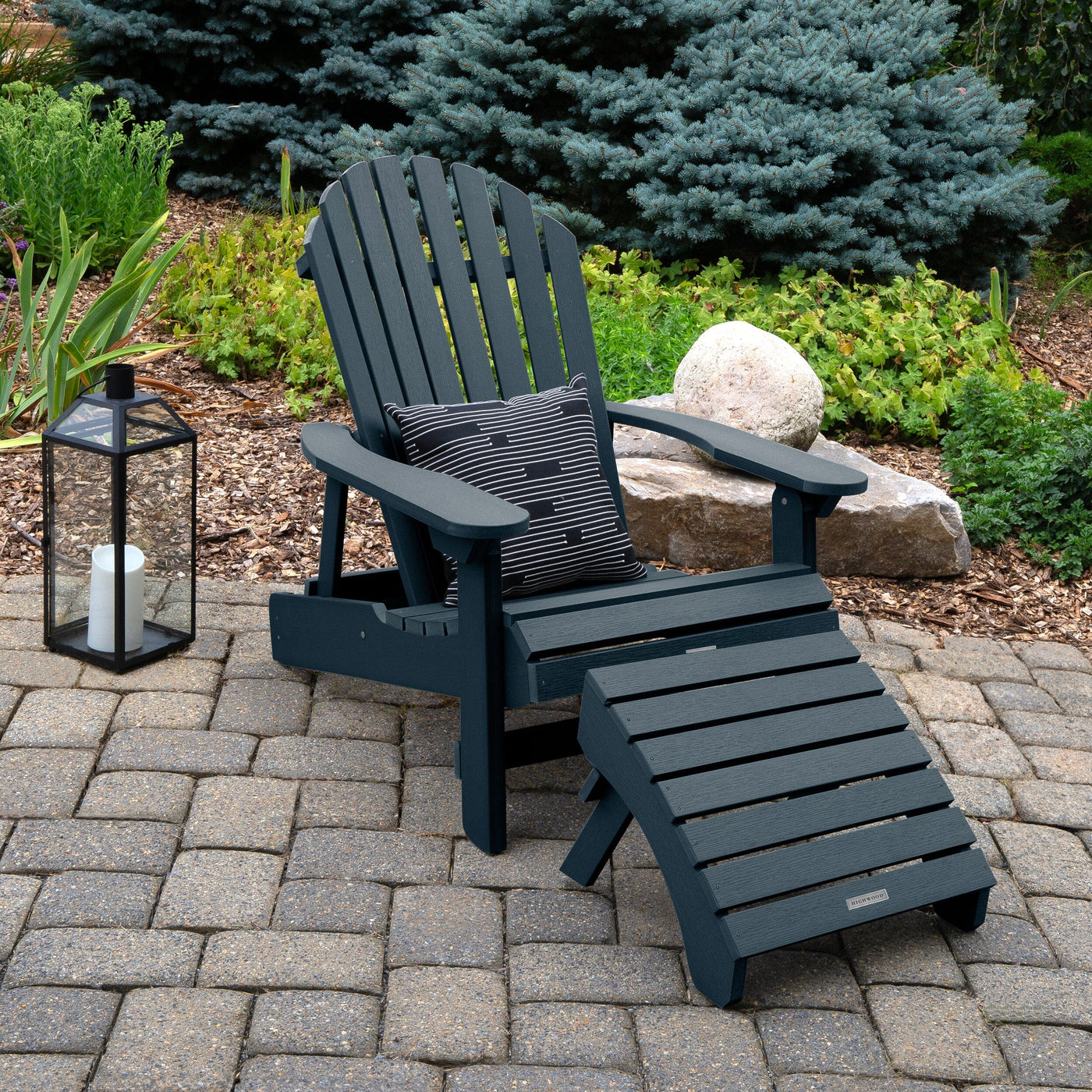 King Hamilton Folding & Reclining Adirondack Chair and Ottoman Adirondack Chairs Highwood USA 
