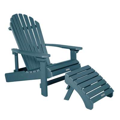 King Hamilton Folding & Reclining Adirondack Chair and Ottoman Adirondack Chairs Highwood USA Nantucket Blue 