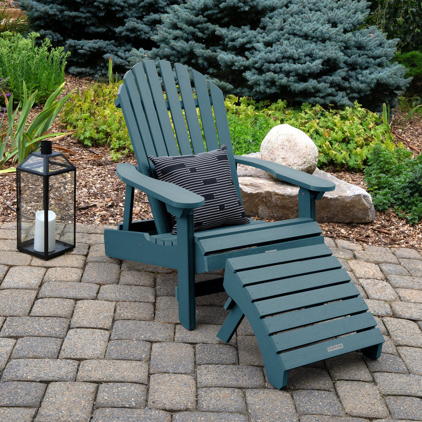 King Hamilton Folding & Reclining Adirondack Chair and Ottoman Adirondack Chairs Highwood USA 