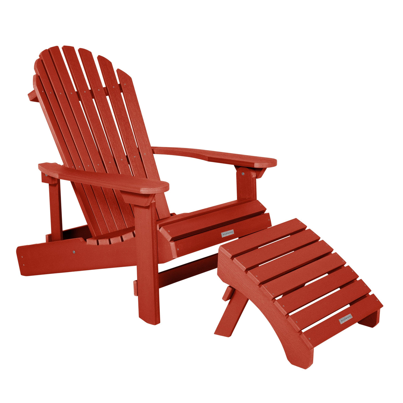 King Hamilton Folding & Reclining Adirondack Chair and Ottoman Adirondack Chairs Highwood USA Rustic Red 