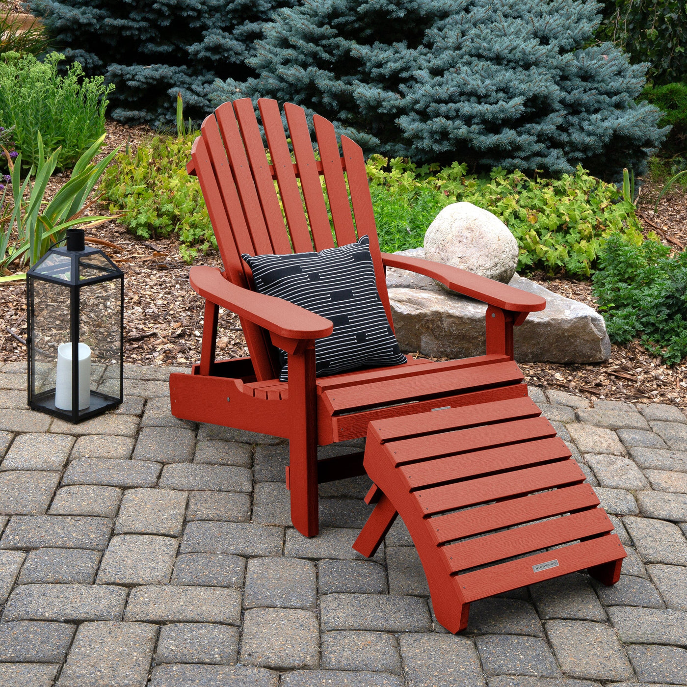King Hamilton Folding & Reclining Adirondack Chair and Ottoman Adirondack Chairs Highwood USA 