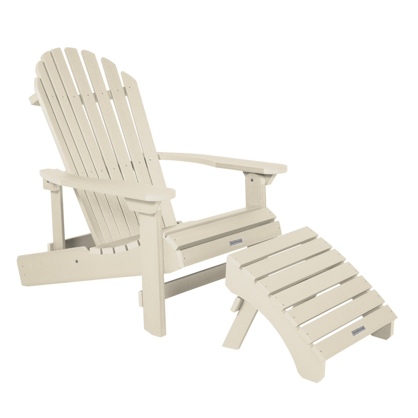 King Hamilton Folding & Reclining Adirondack Chair and Ottoman Adirondack Chairs Highwood USA Whitewash 