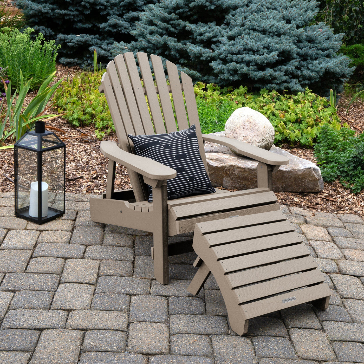 King Hamilton Folding & Reclining Adirondack Chair and Ottoman Adirondack Chairs Highwood USA 