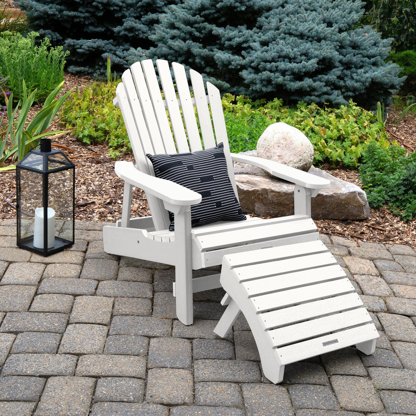 King Hamilton Folding & Reclining Adirondack Chair and Ottoman Adirondack Chairs Highwood USA 
