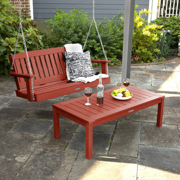 Lehigh Porch Swing 4ft and Adirondack Coffee Table Kitted Sets Highwood USA 