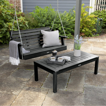 Weatherly Porch Swing 4ft and Adirondack Coffee Table Kitted Sets Highwood USA 