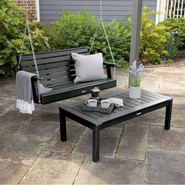 Weatherly Porch Swing 4ft and Adirondack Coffee Table Kitted Sets Highwood USA 