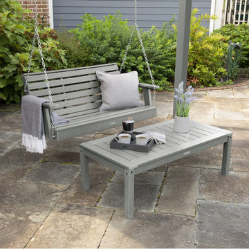 Weatherly Porch Swing 4ft and Adirondack Coffee Table Kitted Sets Highwood USA 
