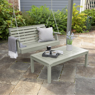 Weatherly Porch Swing 4ft and Adirondack Coffee Table Kitted Sets Highwood USA 