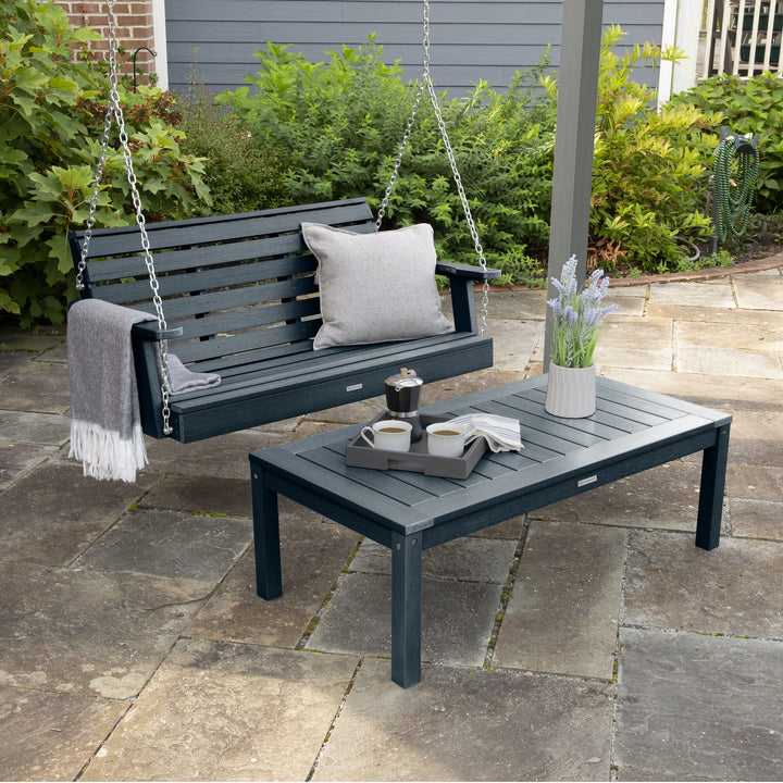 Weatherly Porch Swing 4ft and Adirondack Coffee Table Kitted Sets Highwood USA 