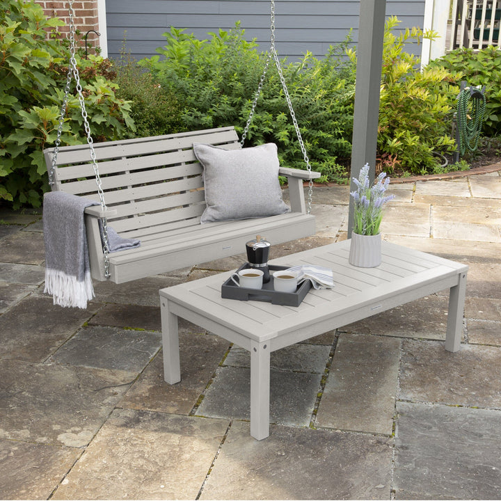 Weatherly Porch Swing 4ft and Adirondack Coffee Table Kitted Sets Highwood USA 