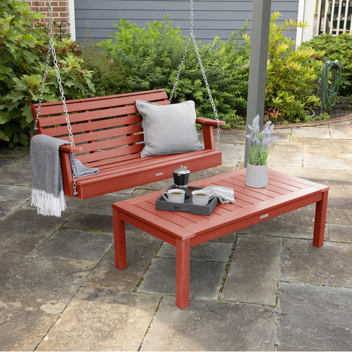 Weatherly Porch Swing 4ft and Adirondack Coffee Table Kitted Sets Highwood USA 