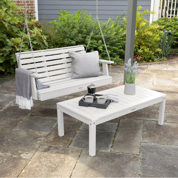 Weatherly Porch Swing 4ft and Adirondack Coffee Table Kitted Sets Highwood USA 