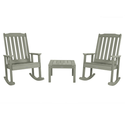 2 Lehigh Rocking Chairs with Adirondack Side Table Kitted Sets Highwood USA Eucalyptus 