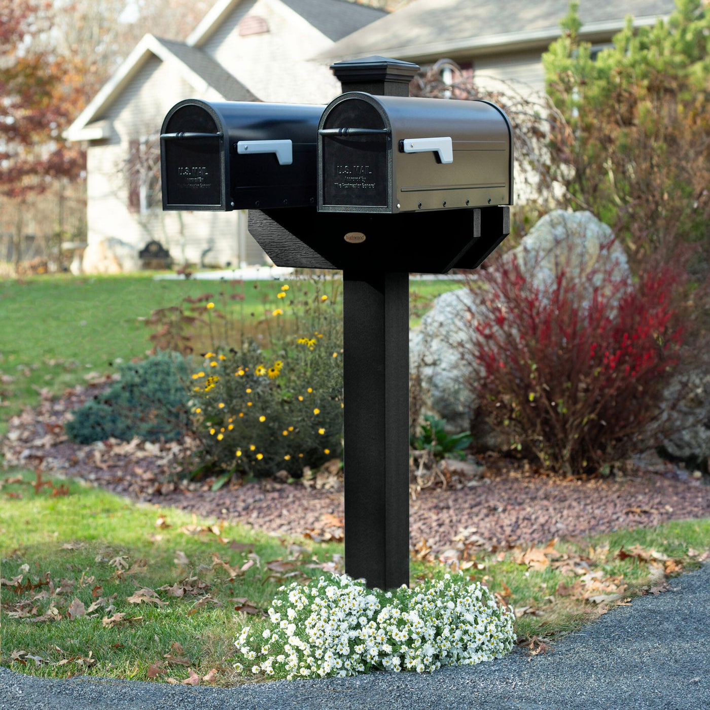 Hazelton Side-by-side Mailbox Post Outdoor Structures Highwood USA 
