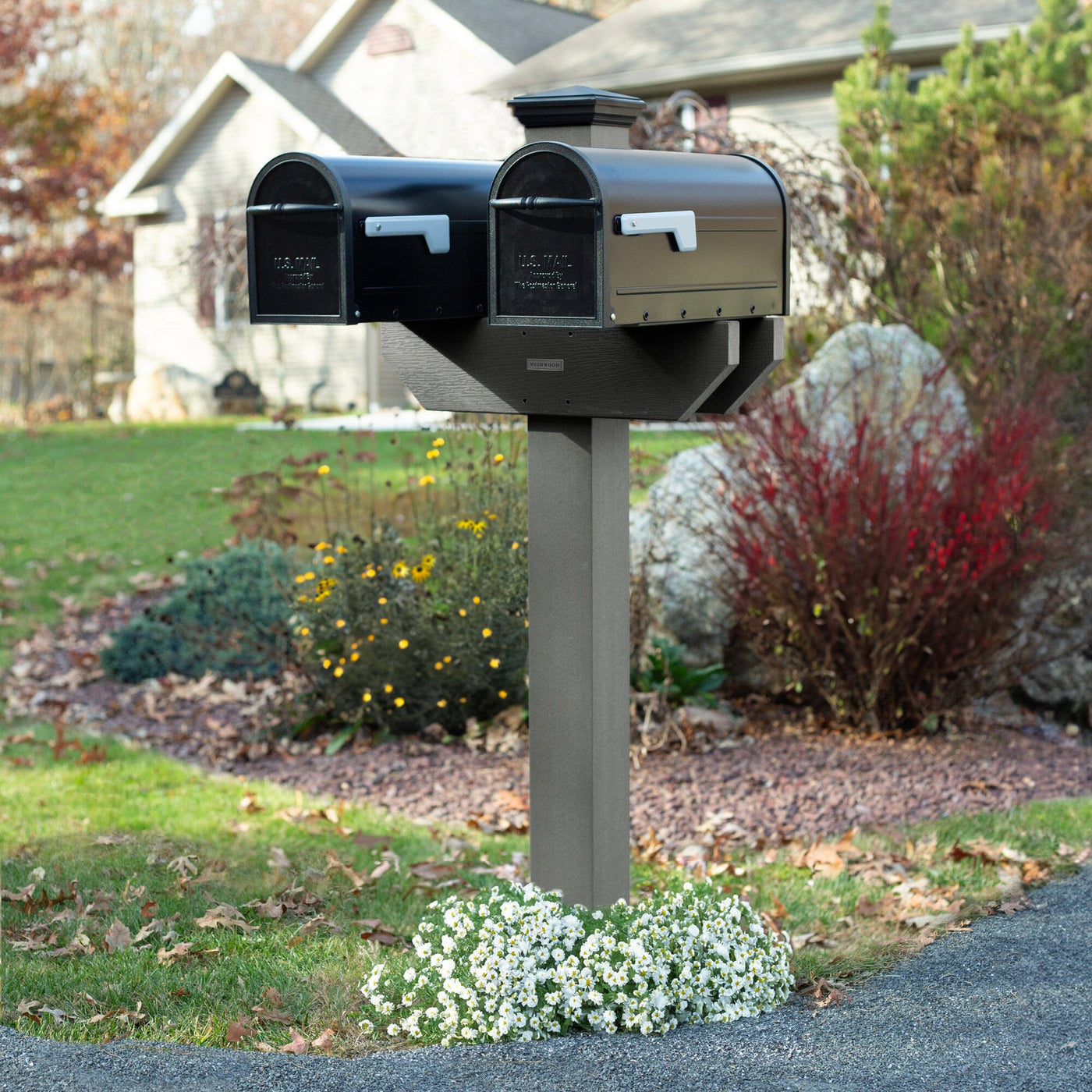 Hazleton Side-by-side Mailbox Post Outdoor Structures Highwood USA 