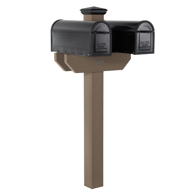 Hazleton Side-by-side Mailbox Post Outdoor Structures Highwood USA Woodland Brown 