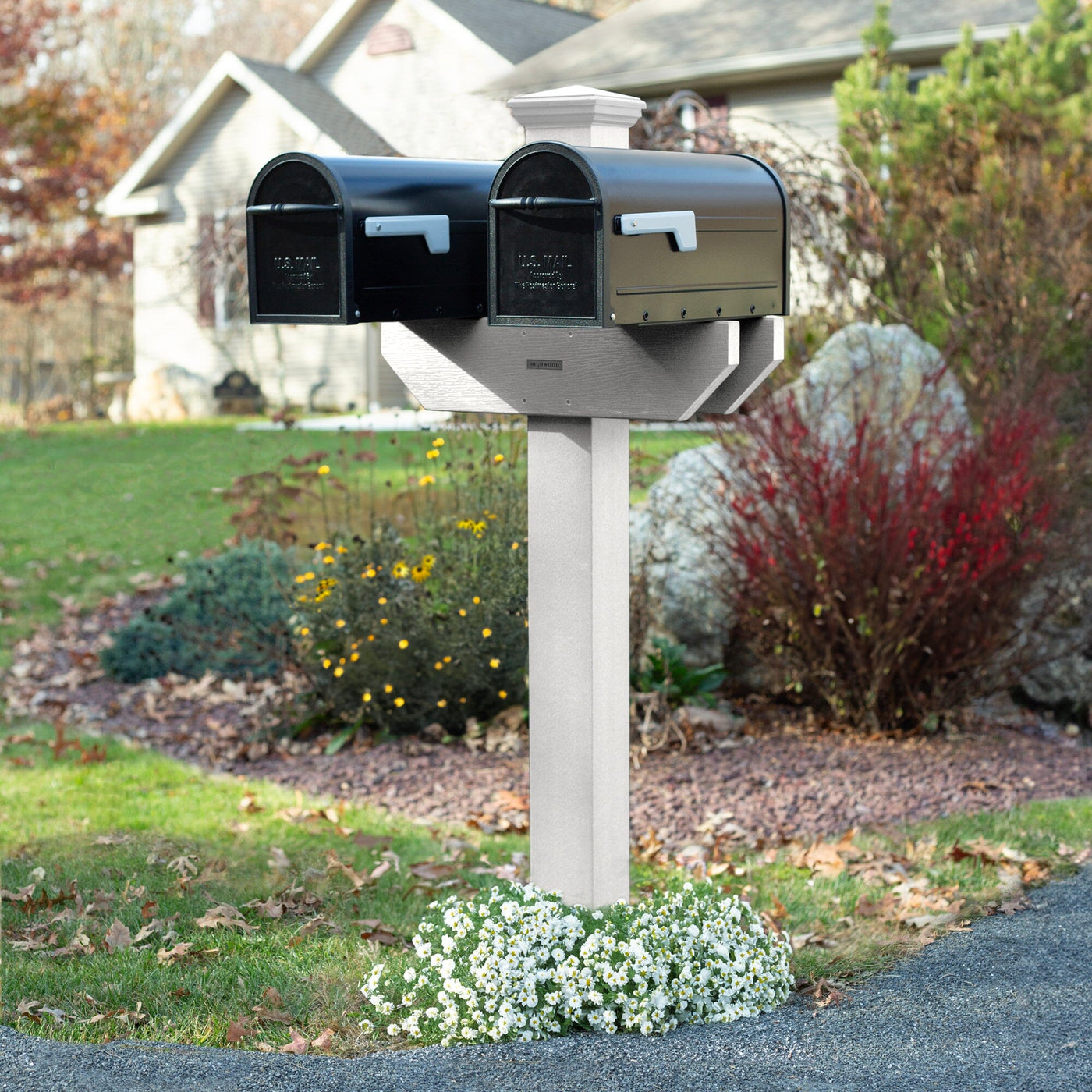 Hazleton Side-by-side Mailbox Post Outdoor Structures Highwood USA 