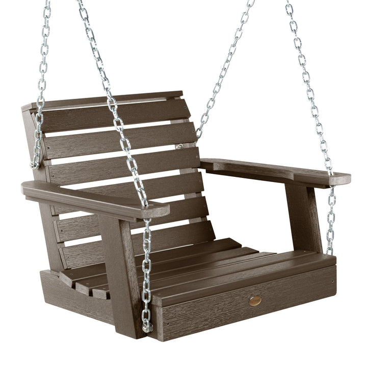 Refurbished Weatherly Single Seat Swing BenchSwing Highwood USA Weathered Acorn 