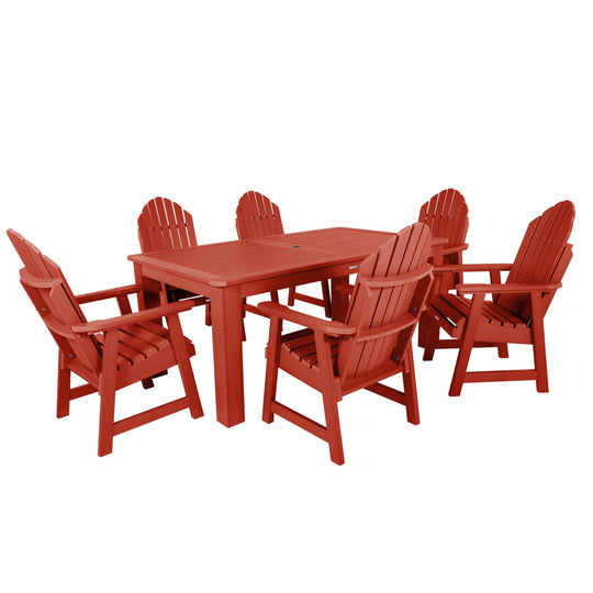 Hamilton 7pc Outdoor Dining Set 42in x 72in - Dining Height Dining Highwood USA Rustic Red 
