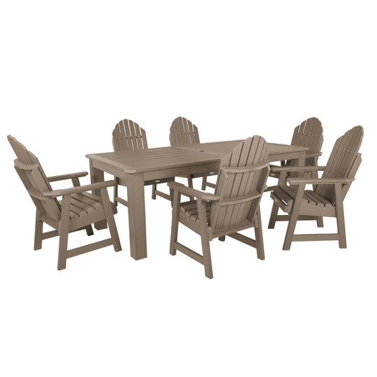 Hamilton 7pc Outdoor Dining Set 42in x 84in - Dining Height Dining Highwood USA Woodland Brown 