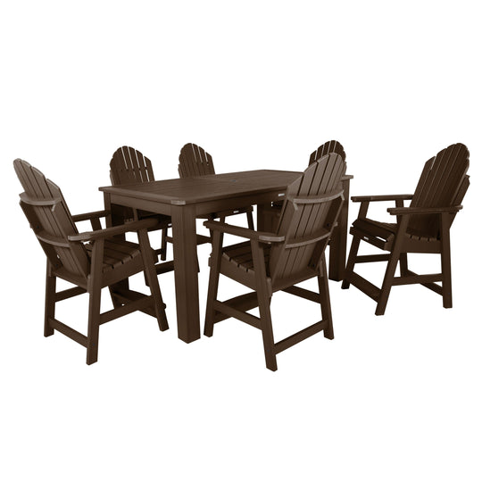 Hamilton 7pc Rectangular Outdoor Dining Set 42in x 72in - Counter Height Dining Highwood USA Weathered Acorn 