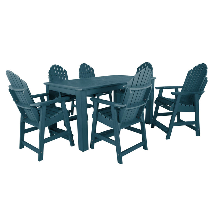 Hamilton 7pc Rectangular Outdoor Dining Set 42in x 72in - Counter Height Dining Highwood USA Nantucket Blue 