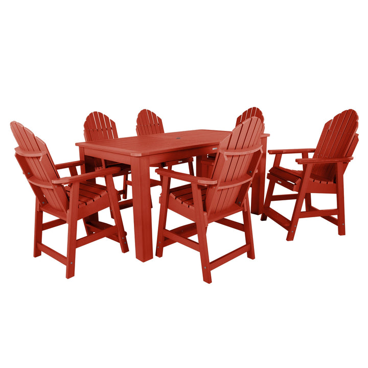 Hamilton 7pc Rectangular Outdoor Dining Set 42in x 72in - Counter Height Dining Highwood USA Rustic Red 